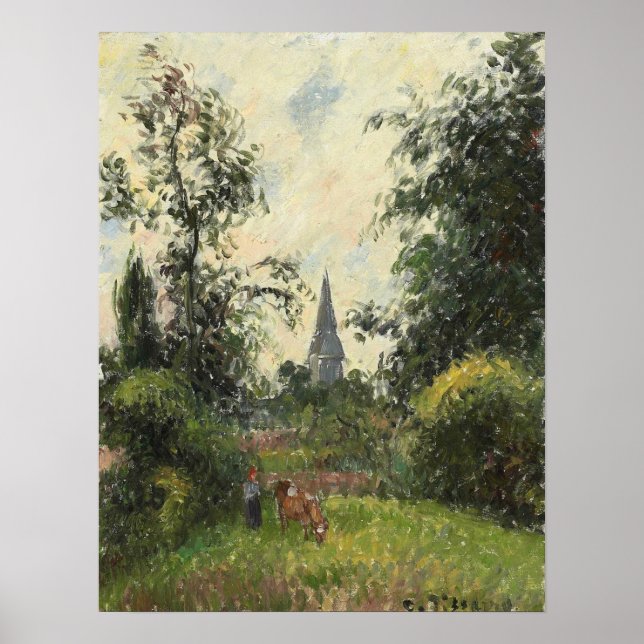 Póster Pissarro - Bazincourt Steeple 1895 (Frente)