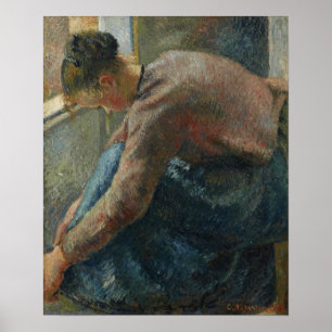Póster Pissarro - Campesina Se Pone Las Botas 1885