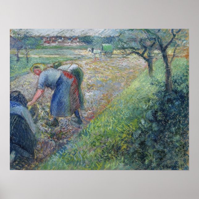 Póster Pissarro - Campesinos En El Trabajo Pontoise 1880 (Frente)
