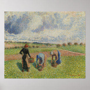 Póster Pissarro - Campesinos Recolectando hierbas Eragny 