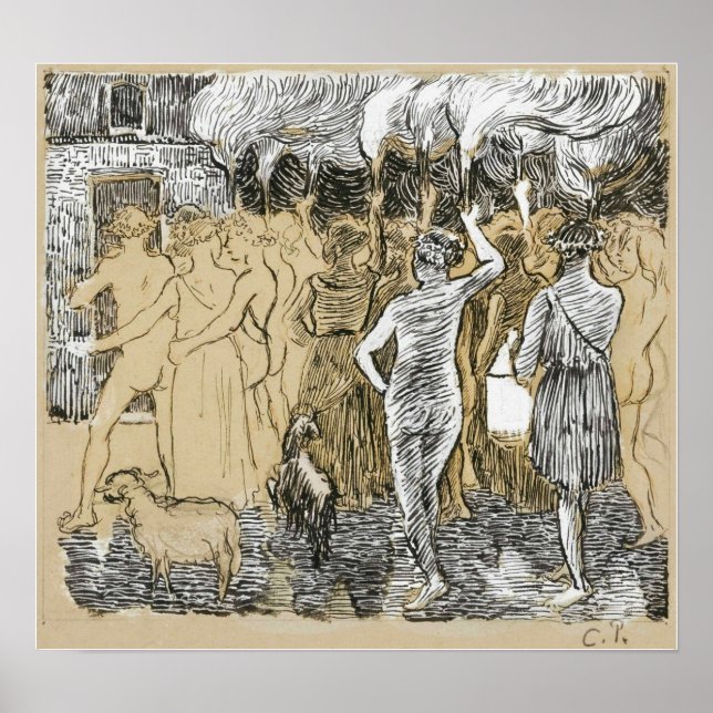 Póster Pissarro - Daphnis Y Chloe 1895 (Frente)