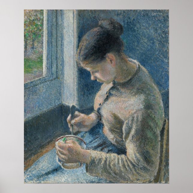 Póster Pissarro - Desayuno Café de joven campesina (Frente)