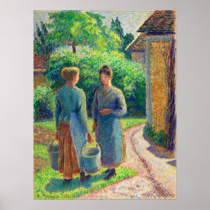 Póster Pissarro - Dos Mujeres En Un Jardín 1888