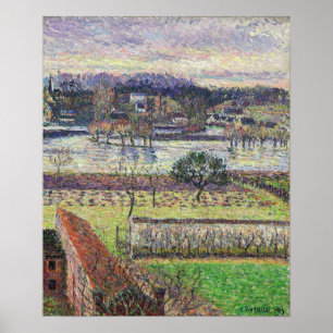 Póster Pissarro - Efecto nocturno de inundación Eragny 18