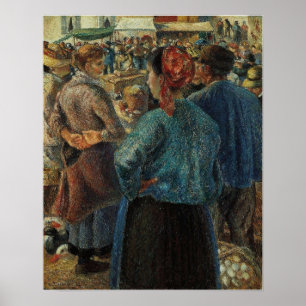 Póster Pissarro - El mercado de aves de corral en Pontois