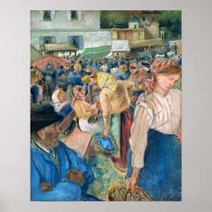 Póster Pissarro - El mercado de aves Pontoise 1892