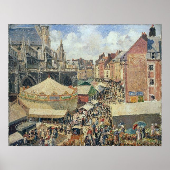Póster Pissarro - Feria En Dieppe Sunny Morning 1901 (Frente)