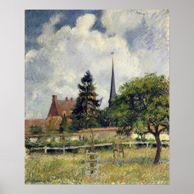 Póster Pissarro - Iglesia En Eragny 1884 (Frente)