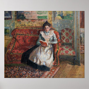 Póster Pissarro - Jeanne leyendo 1899