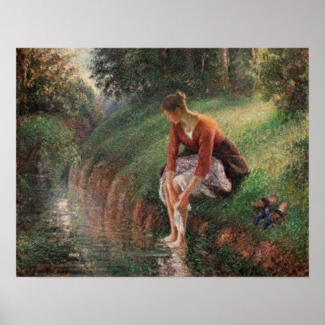Póster Pissarro - Joven Bañando sus Pies 1895 (Frente)