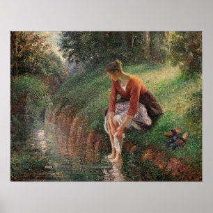 Póster Pissarro - Joven Bañándose los Pies 1895