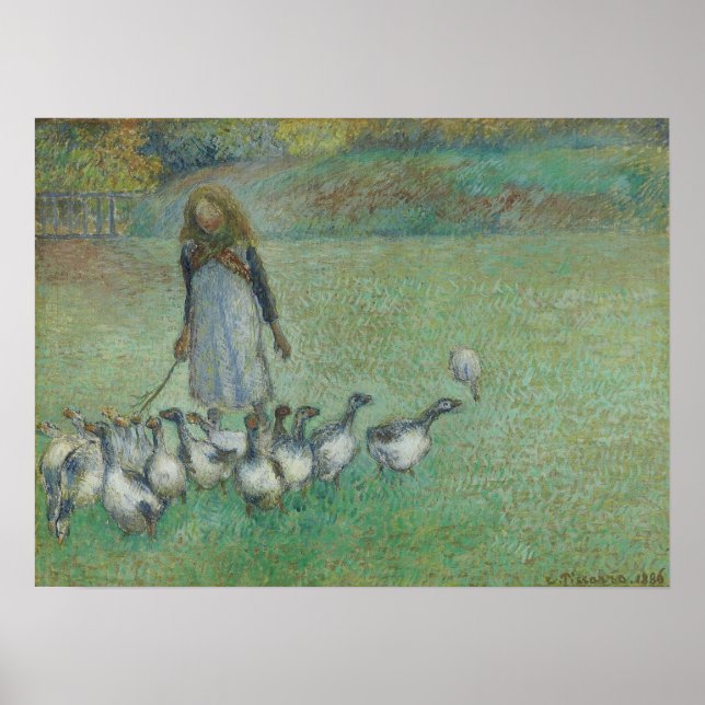 Póster Pissarro - Joven Pastora De Gansos 1886 (Frente)