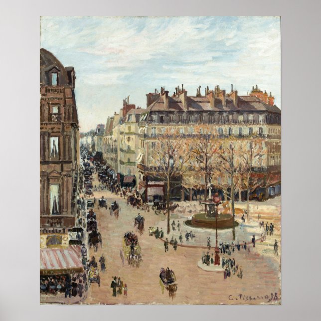 Póster Pissarro - La Rue Saint-Honore 1898 (Frente)