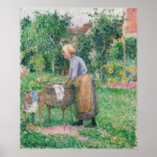 Póster Pissarro - Lavandera en Eragny 1893