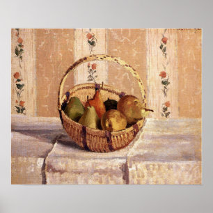 Póster Pissarro - Manzanas Y Peras En Una Cesta Redonda 1
