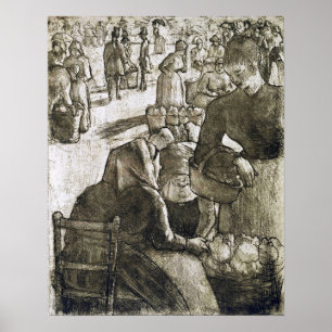 Póster Pissarro - Mercado De Verduras En Pontoise