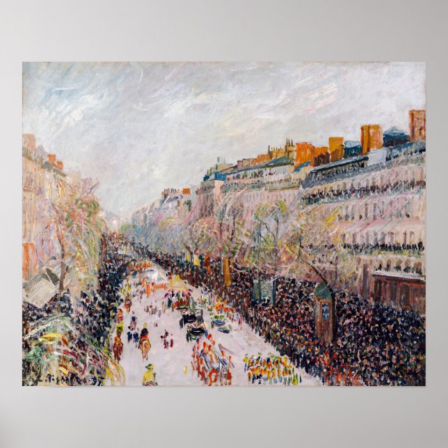 Póster Pissarro - Montmartre, Mardi Gras en el Boulevard (Frente)