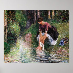 Póster Pissarro - Mujer joven bañando sus pies 1894