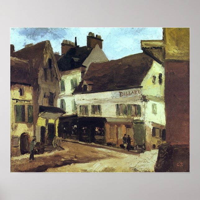 Póster Pissarro - Plaza En La Roche-Guyon 1867 (Frente)