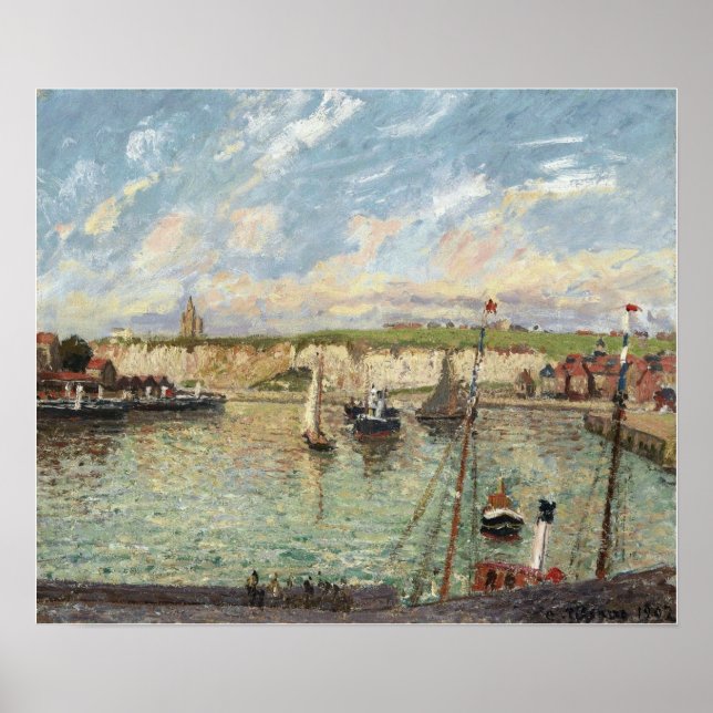 Póster Pissarro - Puerto De Dieppe Por La Tarde Sunny Wea (Frente)