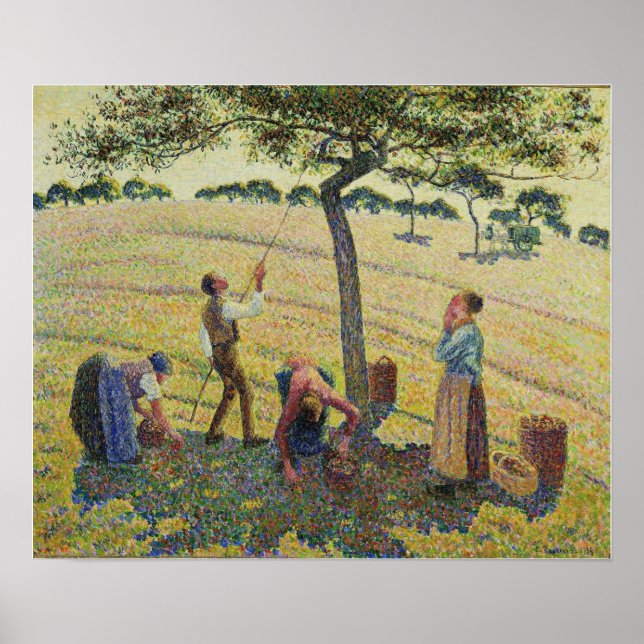Póster Pissarro - Recolectores de manzanas Eragny 1888 (Frente)