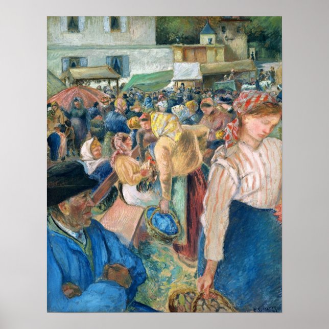 Póster Pissarro - The Poultry Market Pontoise 1892 (Frente)