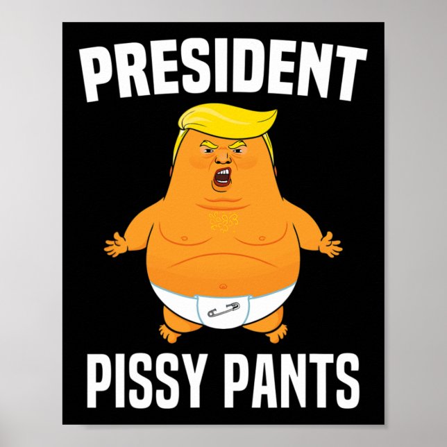 Póster Pissy Pants Funny Baby Trump (Frente)