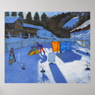 Póster pista de hielo Clusaz 2014 para niños