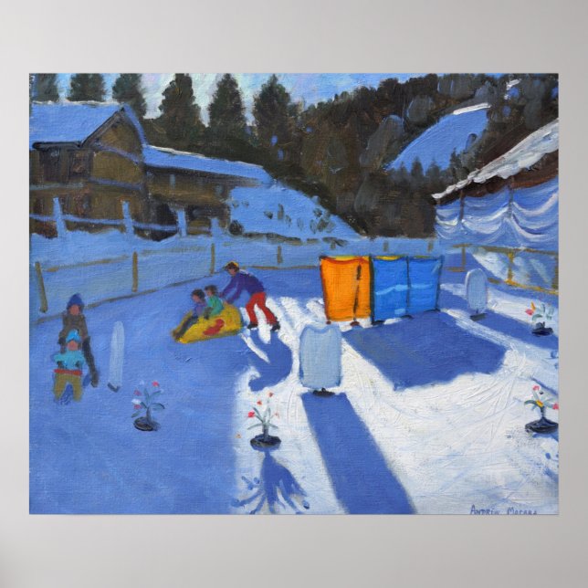 Póster pista de hielo Clusaz 2014 para niños (Frente)