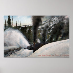 Póster Pista de nieve, pistas de limpieza de vías férreas