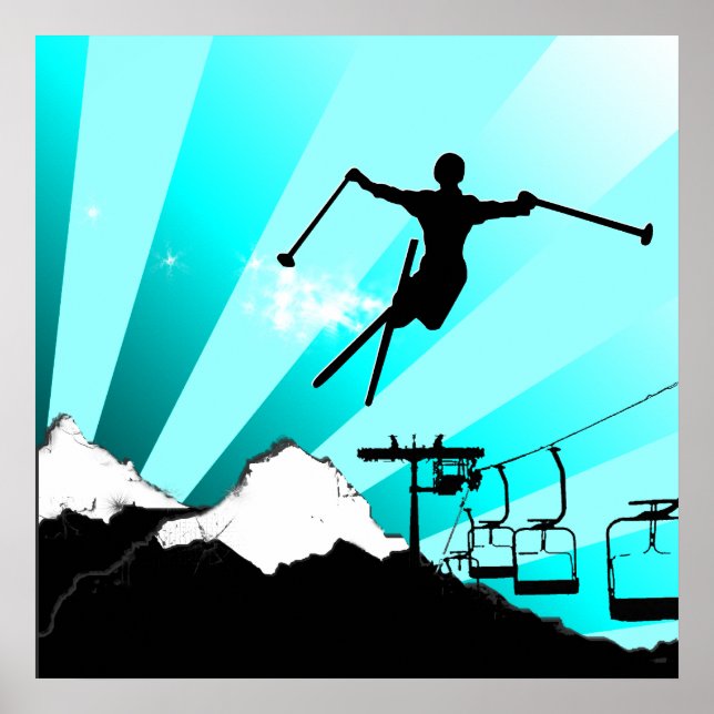 Póster pista de pólvora de esquí (Frente)