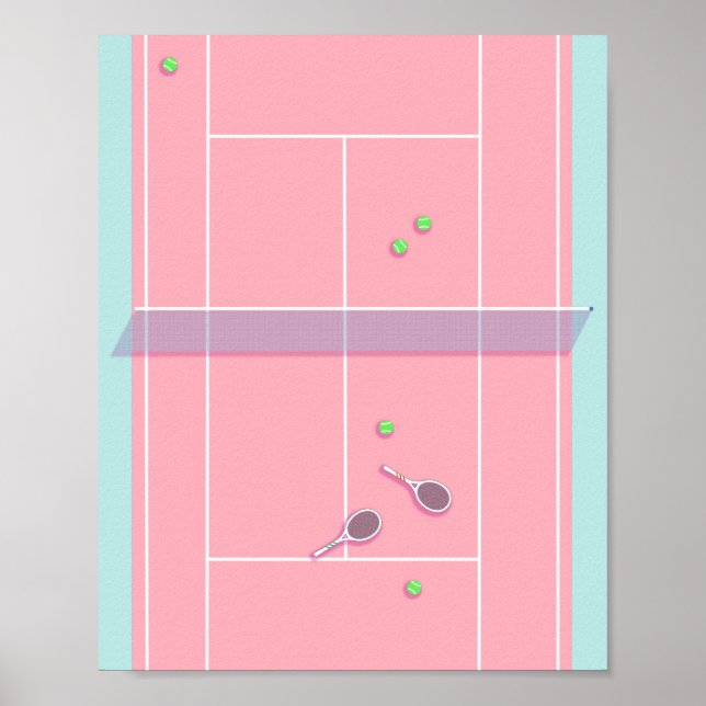 Póster Pista de tenis rosa Jugador de tenis moderno Prepp (Frente)