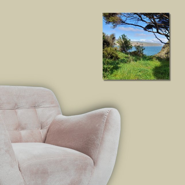 Póster Pista Omanawanui de la costa de Auckland en Nueva  (New Zealand Auckland Coastal Omanawanui Track Poster, Square Photo Wall Decor)