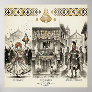 Póster Pista — Sinulog · Pahiyas · Moriones