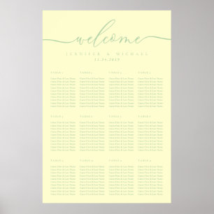 Póster Pistacho Escritura Bienvenida Mesa de Asientos de 