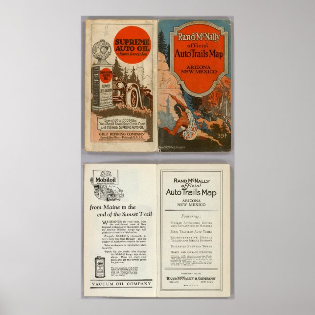 Póster Pistas automovilísticas de Arizona, Nuevo México (Frente)