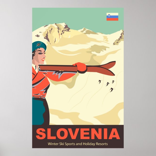 Póster Pistas de esquí de Eslovenia (Frente)