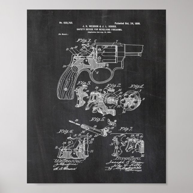 Póster Pistol Hammerless Pos 1898 de Smith y Wesson (Frente)