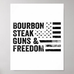 Póster Pistolas De Bourbon Y Whiskey De Bandera Estadouni