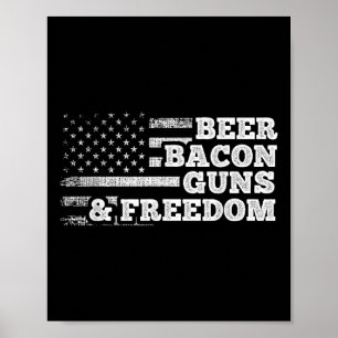 Póster Pistolas De Cerveza Y Bandera Norteamericana Liber