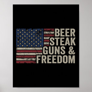 Póster Pistolas De Cerveza Y Libertad - Bandera De Estado