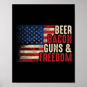 Póster Pistolas De Cerveza Y Libertad - Bandera De Estado