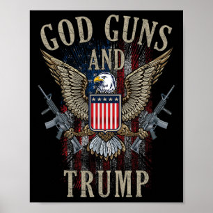 Póster Pistolas De Dios Y Bandera De Segunda Enmienda De 