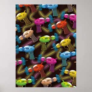 Póster pistolas de rayos de ciencia ficción