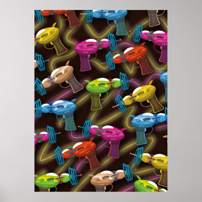 Póster pistolas de rayos de ciencia ficción (Frente)