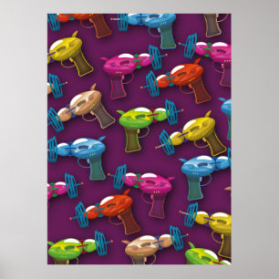 Póster pistolas de rayos de ciencia ficción