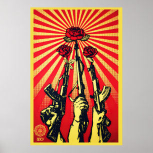 Póster Pistolas y Rosas, 2007 shepard fairey