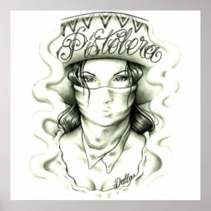 Póster pistolera tattoo motif