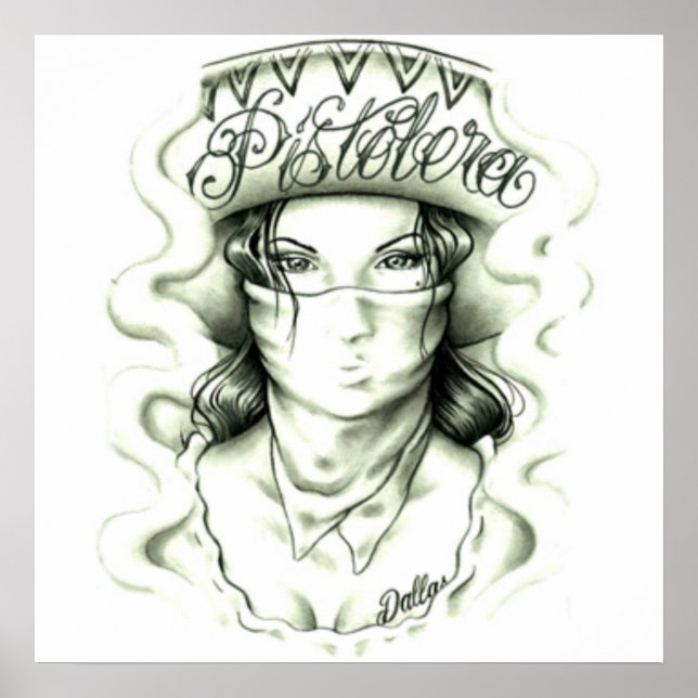 Póster pistolera tattoo motif (Frente)