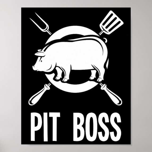 Póster Pit Boss Shirt Bbq Funny Pitmaster Pig Grilling Gi (Frente)